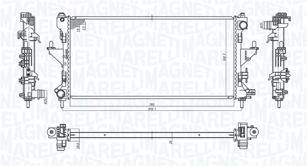 Radiator, engine cooling - 350213198200 MAGNETI MARELLI