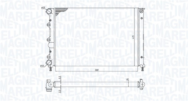 Radiator, engine cooling - 350213198400 MAGNETI MARELLI