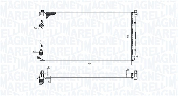 Radiator, engine cooling - 350213198800 MAGNETI MARELLI
