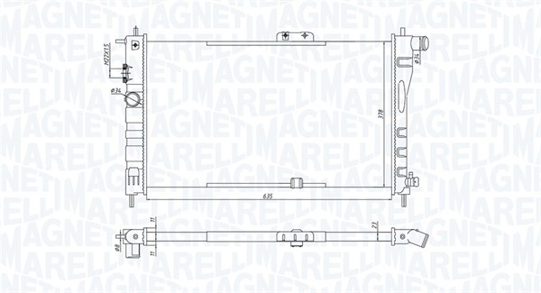 Radiator, engine cooling - 350213199800 MAGNETI MARELLI