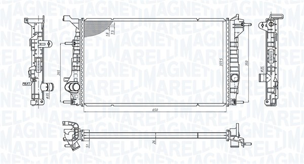 Radiatore, Raffreddamento motore - 350213200600 MAGNETI MARELLI