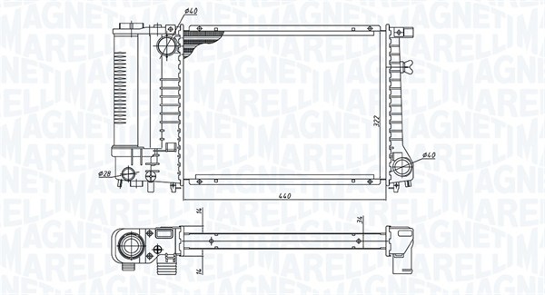 Радиатор, охлаждение двигателя - 350213240000 MAGNETI MARELLI