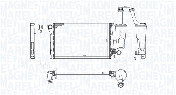 Radiatore, Raffreddamento motore - 350213381000 MAGNETI MARELLI