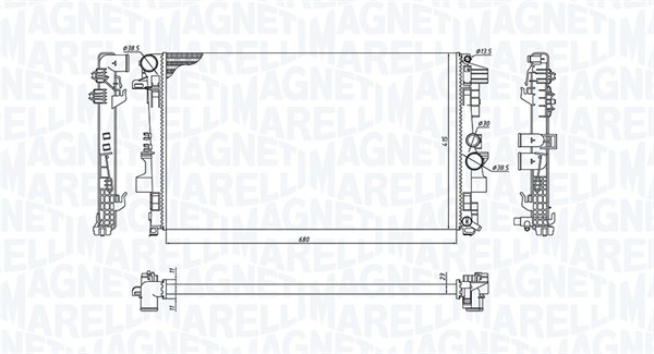 Radiator, engine cooling - 350213955000 MAGNETI MARELLI
