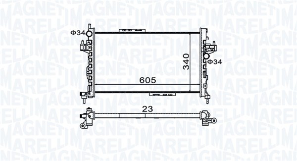 Radiator, engine cooling - 350213977000 MAGNETI MARELLI