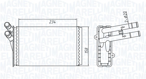 Теплообменник, отопление салона - 350218409000 MAGNETI MARELLI