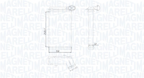 Heat Exchanger, interior heating - 350218422000 MAGNETI MARELLI