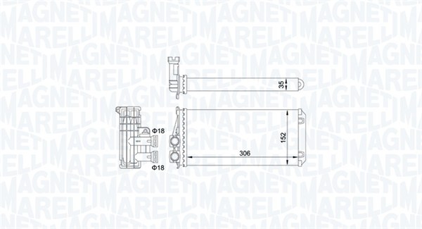 Heat Exchanger, interior heating - 350218435000 MAGNETI MARELLI
