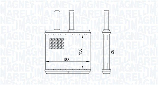 Heat Exchanger, interior heating - 350218437000 MAGNETI MARELLI