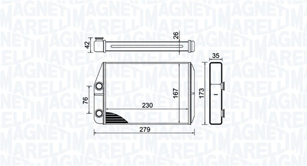 Heat Exchanger, interior heating - 350218443000 MAGNETI MARELLI