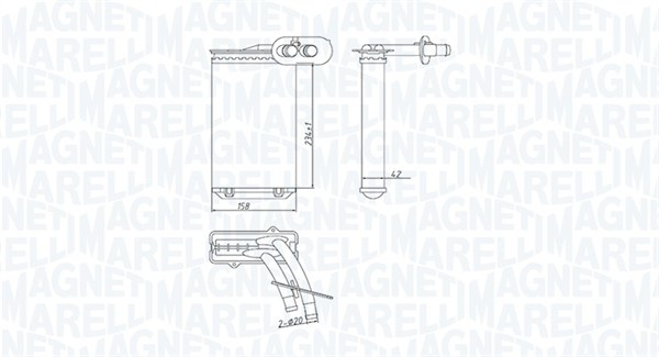 Heat Exchanger, interior heating - 350218447000 MAGNETI MARELLI