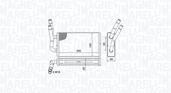 Heat Exchanger, interior heating - 350218450000 MAGNETI MARELLI