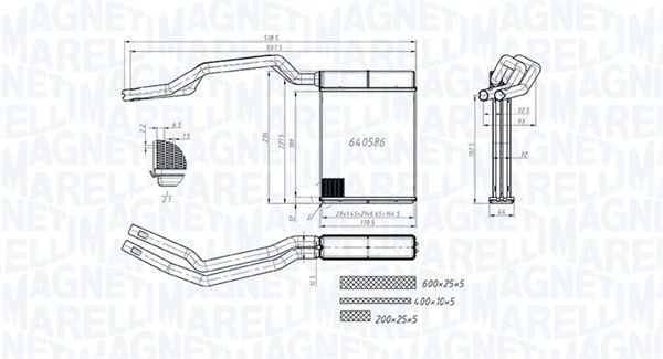 Heat Exchanger, interior heating - 350218453000 MAGNETI MARELLI