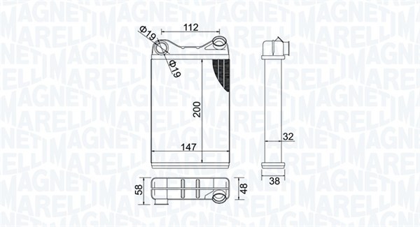 Heat Exchanger, interior heating - 350218456000 MAGNETI MARELLI