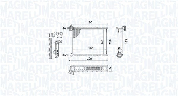 Heat Exchanger, interior heating - 350218459000 MAGNETI MARELLI