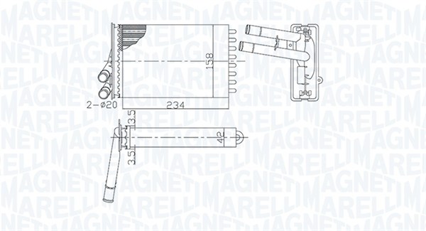 Scambiatore calore, Riscaldamento abitacolo - 350218462000 MAGNETI MARELLI