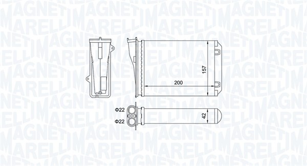 Heat Exchanger, interior heating - 350218463000 MAGNETI MARELLI