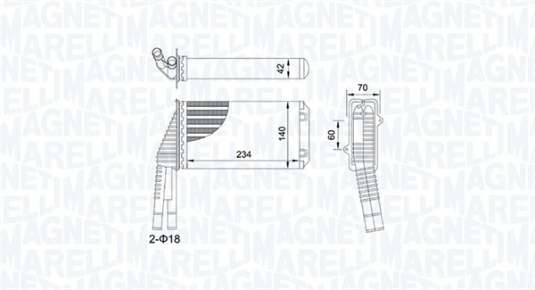 Heat Exchanger, interior heating - 350218467000 MAGNETI MARELLI