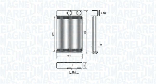Scambiatore calore, Riscaldamento abitacolo - 350218478000 MAGNETI MARELLI
