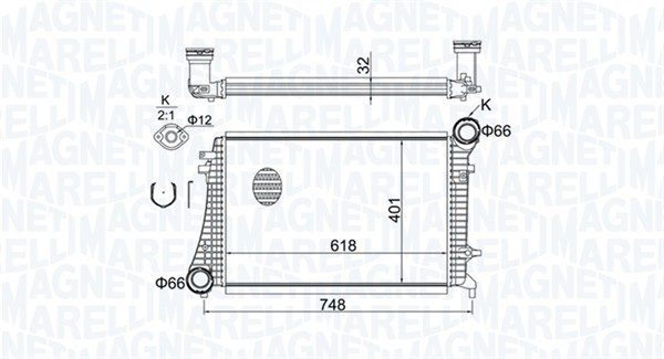 Intercooler, charger - 351319204240 MAGNETI MARELLI