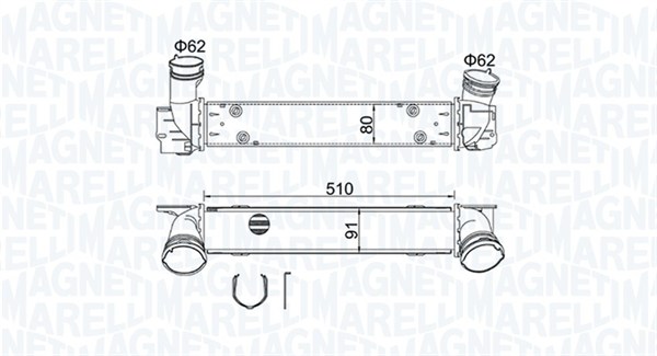 Intercooler, charger - 351319204880 MAGNETI MARELLI
