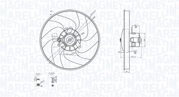 Fan, radiator - 069422756010 MAGNETI MARELLI