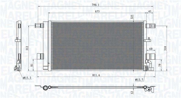 Condenser, air conditioning - 350203100100 MAGNETI MARELLI