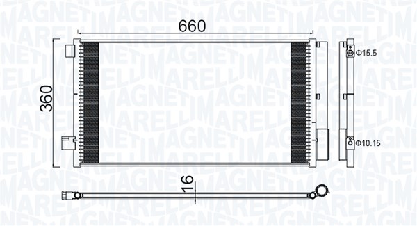 Condenser, air conditioning - 350203100400 MAGNETI MARELLI
