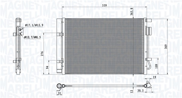 Condenser, air conditioning - 350203100800 MAGNETI MARELLI