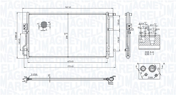 Condenser, air conditioning - 350203101100 MAGNETI MARELLI