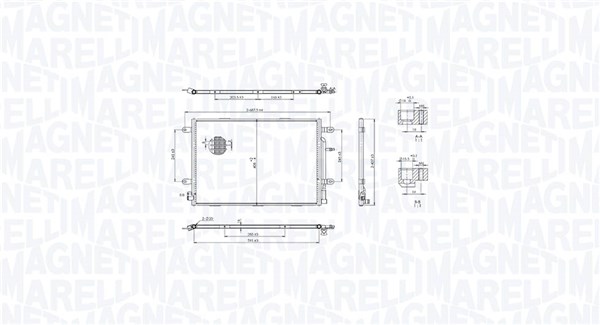 Condenser, air conditioning - 350203103500 MAGNETI MARELLI