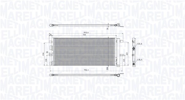 Condenser, air conditioning - 350203103900 MAGNETI MARELLI