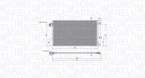 Condenser, air conditioning - 350203104700 MAGNETI MARELLI