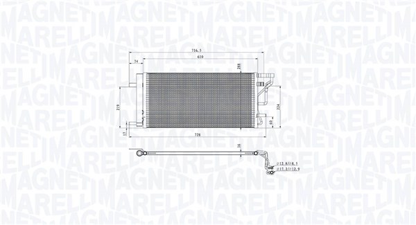 Condensatore, Climatizzatore - 350203105200 MAGNETI MARELLI