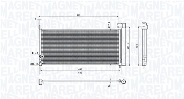 Condenser, air conditioning - 350203107200 MAGNETI MARELLI