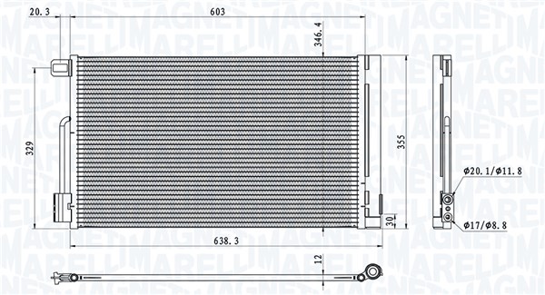 Condenser, air conditioning - 350203611000 MAGNETI MARELLI