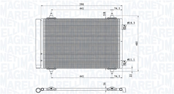 Condenser, air conditioning - 350203710000 MAGNETI MARELLI