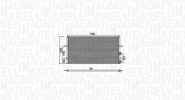 Condenser, air conditioning - 350203740000 MAGNETI MARELLI