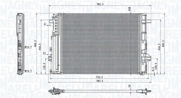 Condenser, air conditioning - 350203758000 MAGNETI MARELLI