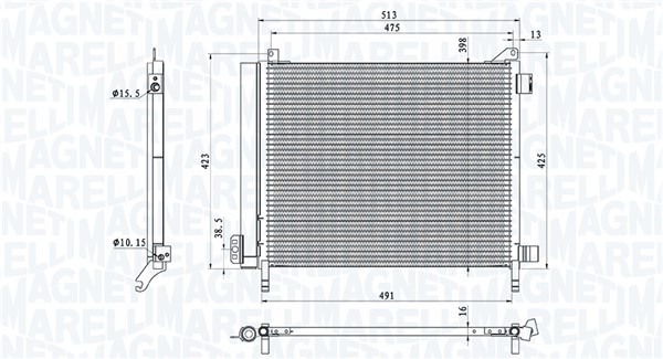Condenser, air conditioning - 350203793000 MAGNETI MARELLI