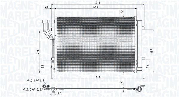 Condenser, air conditioning - 350203805000 MAGNETI MARELLI