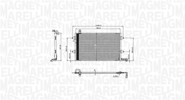 Condenser, air conditioning - 350203840000 MAGNETI MARELLI