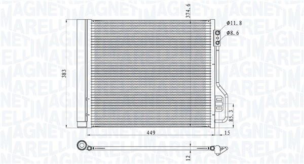 Condenser, air conditioning - 350203854000 MAGNETI MARELLI