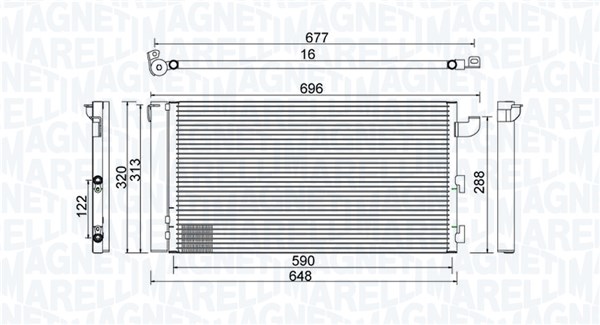 Condensatore, Climatizzatore - 350203857000 MAGNETI MARELLI