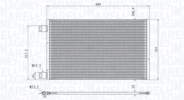 Condenser, air conditioning - 350203860000 MAGNETI MARELLI