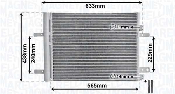 Condensatore, Climatizzatore - 350203862000 MAGNETI MARELLI