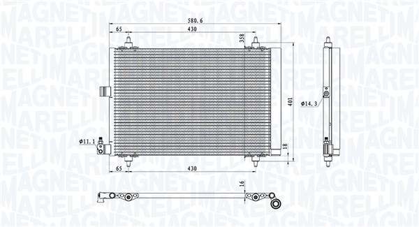 Condensatore, Climatizzatore - 350203908000 MAGNETI MARELLI
