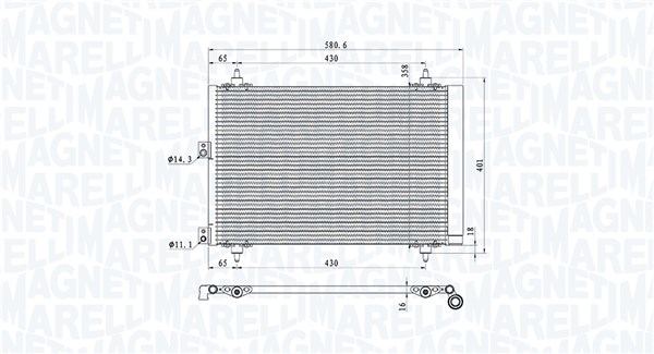 Condensatore, Climatizzatore - 350203920000 MAGNETI MARELLI