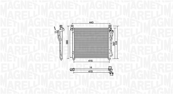 Condensatore, Climatizzatore - 350203980000 MAGNETI MARELLI