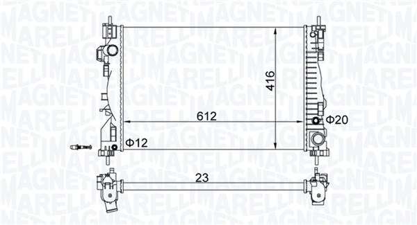 Radiator, engine cooling - 350213129700 MAGNETI MARELLI